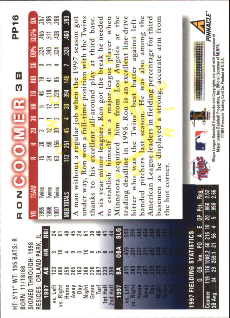 1998 Score Showcase Series #PP16 Ron Coomer back image