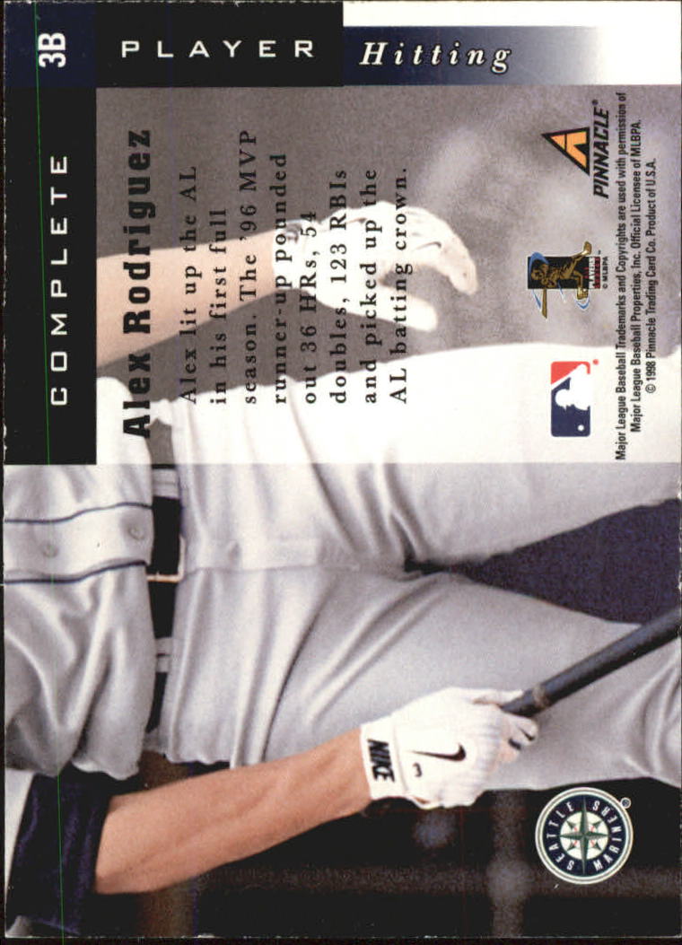 1998 Score Rookie Traded Complete Players #3B Alex Rodriguez back image