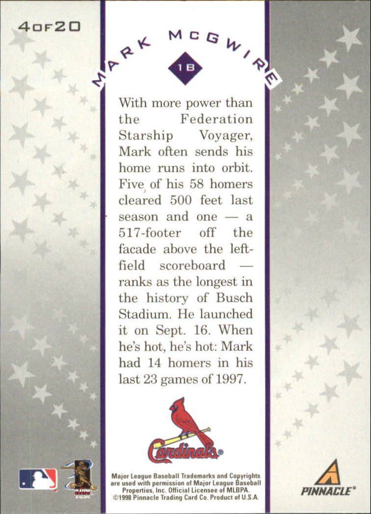 1998 Score Rookie Traded Star Gazing #4 Mark McGwire back image