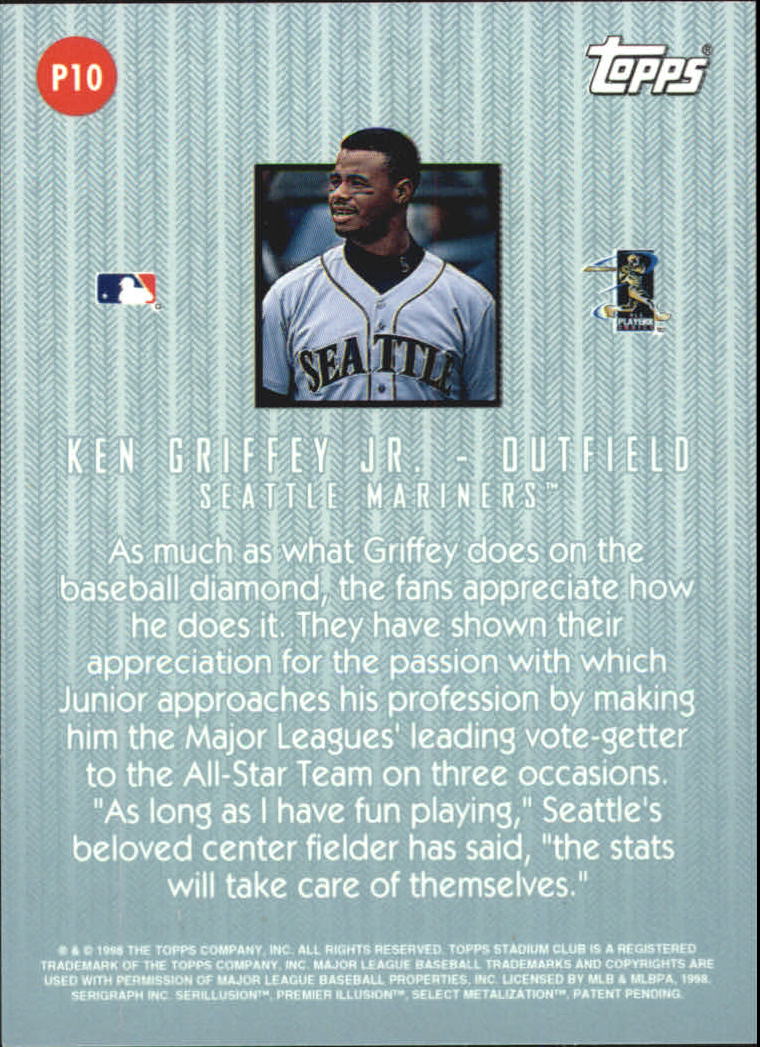 1998 Stadium Club Playing With Passion #P10 Ken Griffey Jr. back image