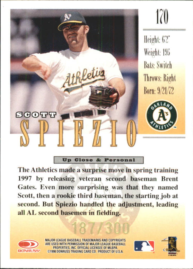 1998 Studio Gold Press Proofs #170 Scott Spiezio back image
