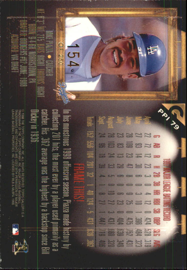 1998 Topps Gallery Player's Private Issue #79 Mike Piazza back image