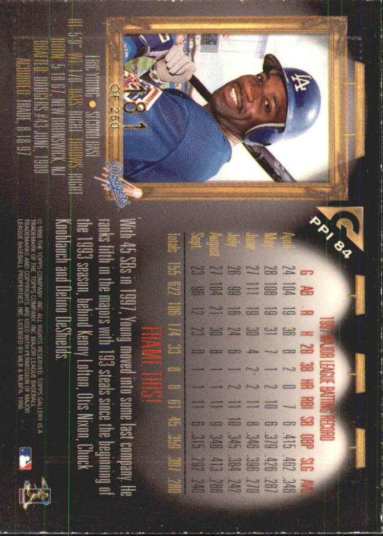 1998 Topps Gallery Player's Private Issue #84 Eric Young back image