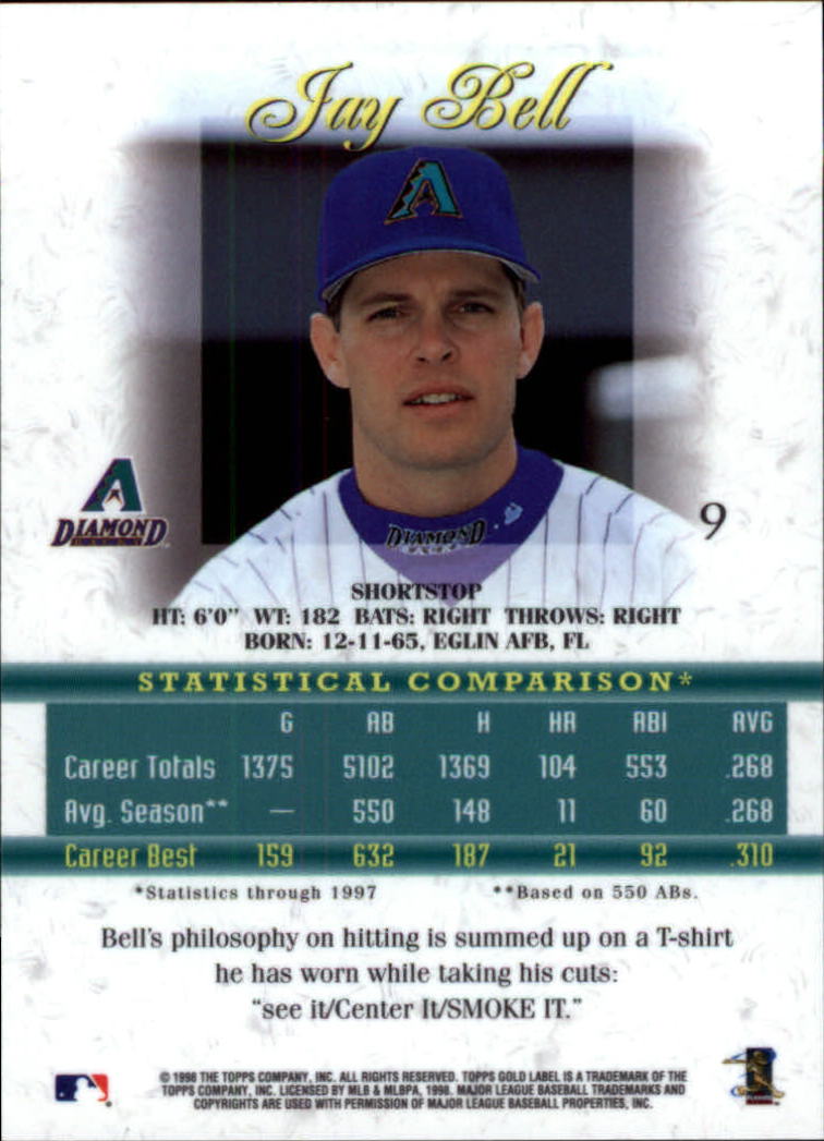1998 Topps Gold Label Class 1 #9 Jay Bell back image