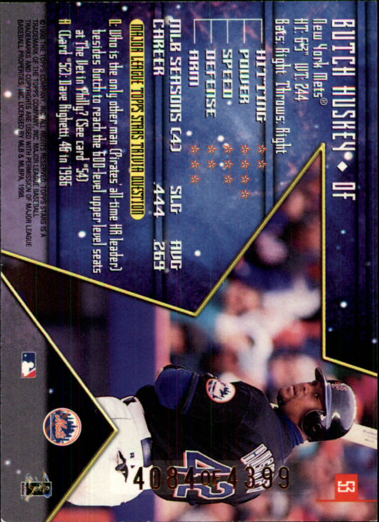 1998 Topps Stars Silver #53 Butch Huskey back image