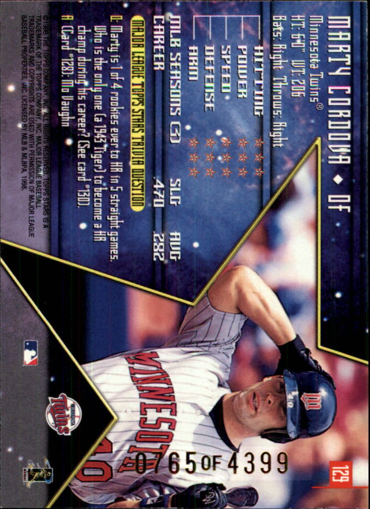 1998 Topps Stars Silver #129 Marty Cordova back image