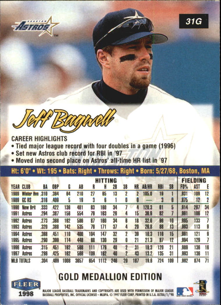 1998 Ultra Gold Medallion #31G Jeff Bagwell back image