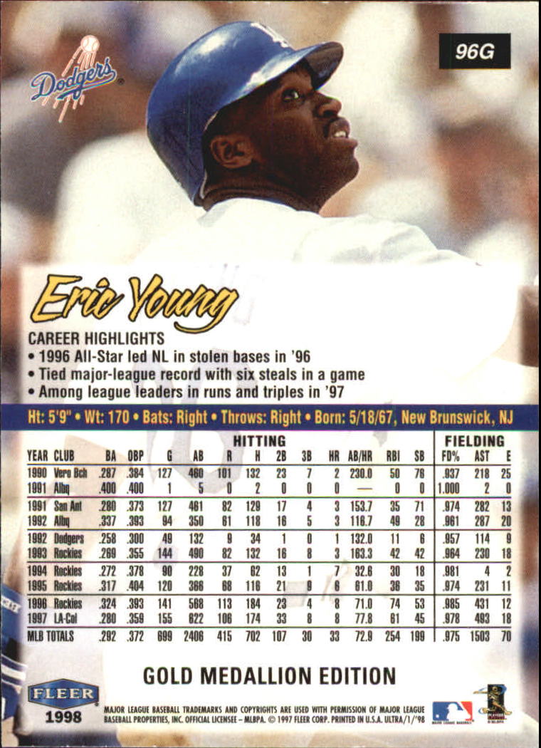 1998 Ultra Gold Medallion #96G Eric Young back image