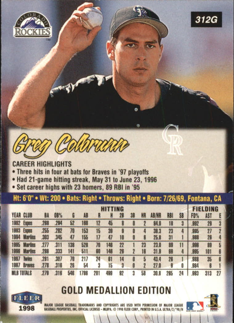 B2963- 1998 Ultra Gold Baseball Card #s 251-500 -You Pick- 15+ FREE US SHIP