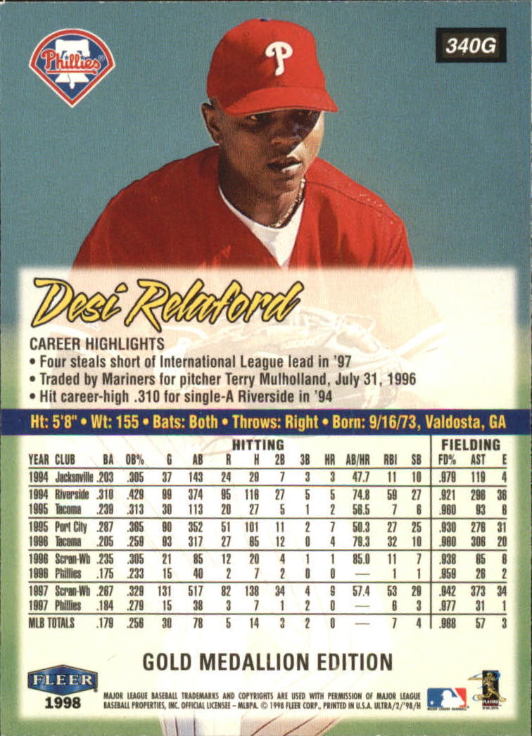 B2963- 1998 Ultra Gold Baseball Card #s 251-500 -You Pick- 15+ FREE US SHIP