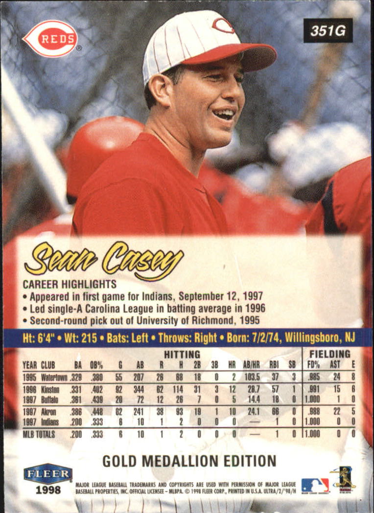 B2963- 1998 Ultra Gold Baseball Card #s 251-500 -You Pick- 15+ FREE US SHIP