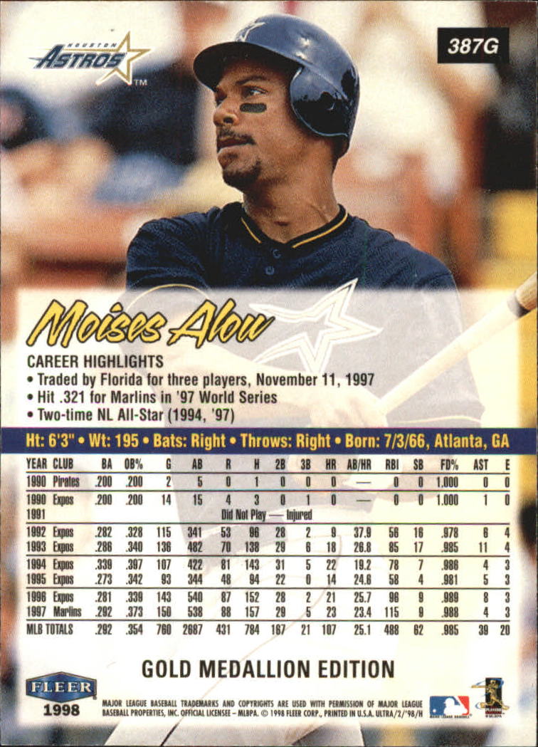 B2963- 1998 Ultra Gold Baseball Card #s 251-500 -You Pick- 15+ FREE US SHIP