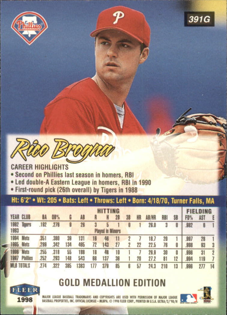 B2963- 1998 Ultra Gold Baseball Card #s 251-500 -You Pick- 15+ FREE US SHIP