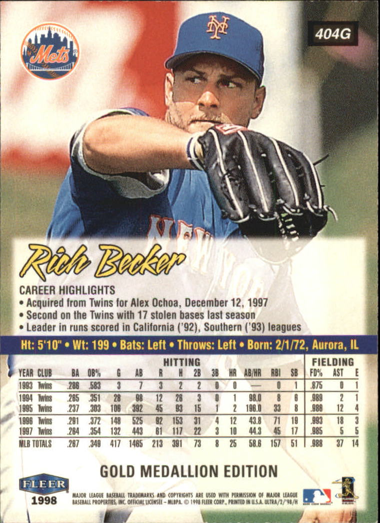 B2963- 1998 Ultra Gold Baseball Card #s 251-500 -You Pick- 15+ FREE US SHIP