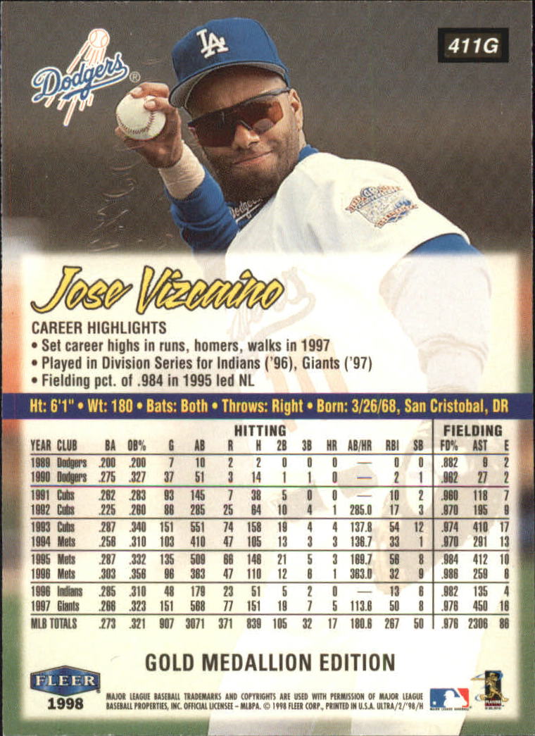 B2963- 1998 Ultra Gold Baseball Card #s 251-500 -You Pick- 15+ FREE US SHIP