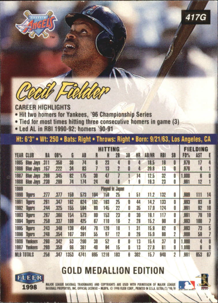 B2963- 1998 Ultra Gold Baseball Card #s 251-500 -You Pick- 15+ FREE US SHIP