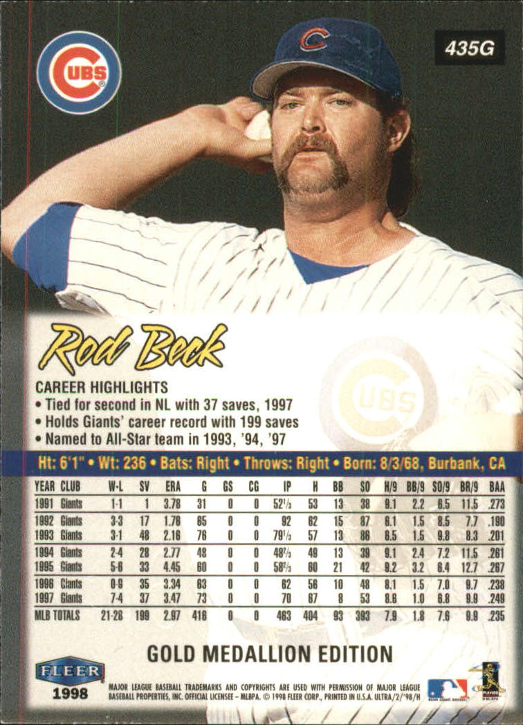 B2963- 1998 Ultra Gold Baseball Card #s 251-500 -You Pick- 15+ FREE US SHIP