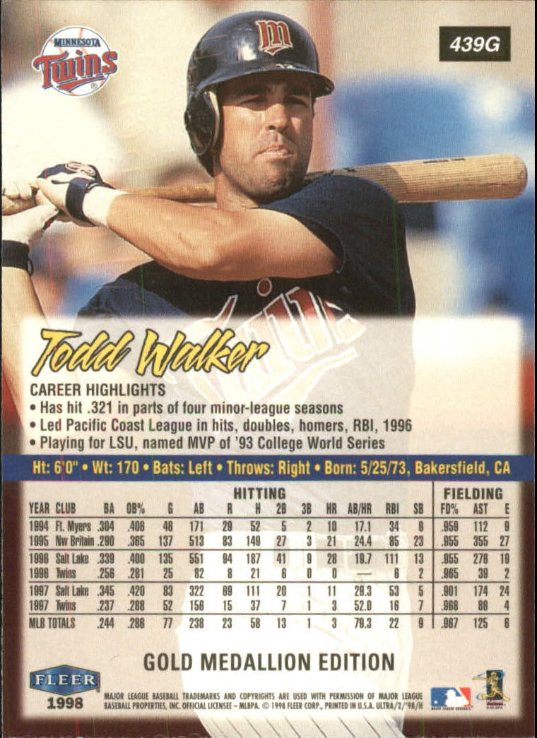 B2963- 1998 Ultra Gold Baseball Card #s 251-500 -You Pick- 15+ FREE US SHIP