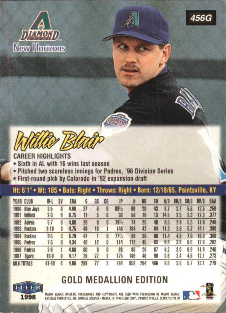 B2963- 1998 Ultra Gold Baseball Card #s 251-500 -You Pick- 15+ FREE US SHIP