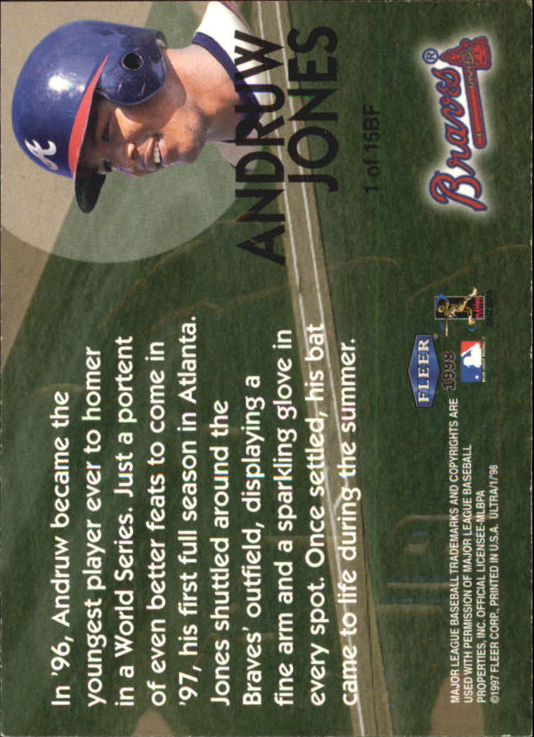 1998 Ultra Back to the Future #1 Andruw Jones back image