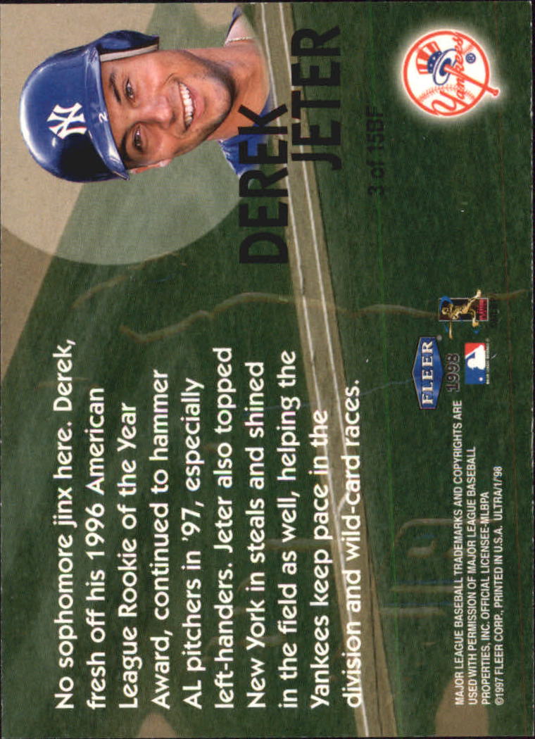 1998 Ultra Back to the Future #3 Derek Jeter back image