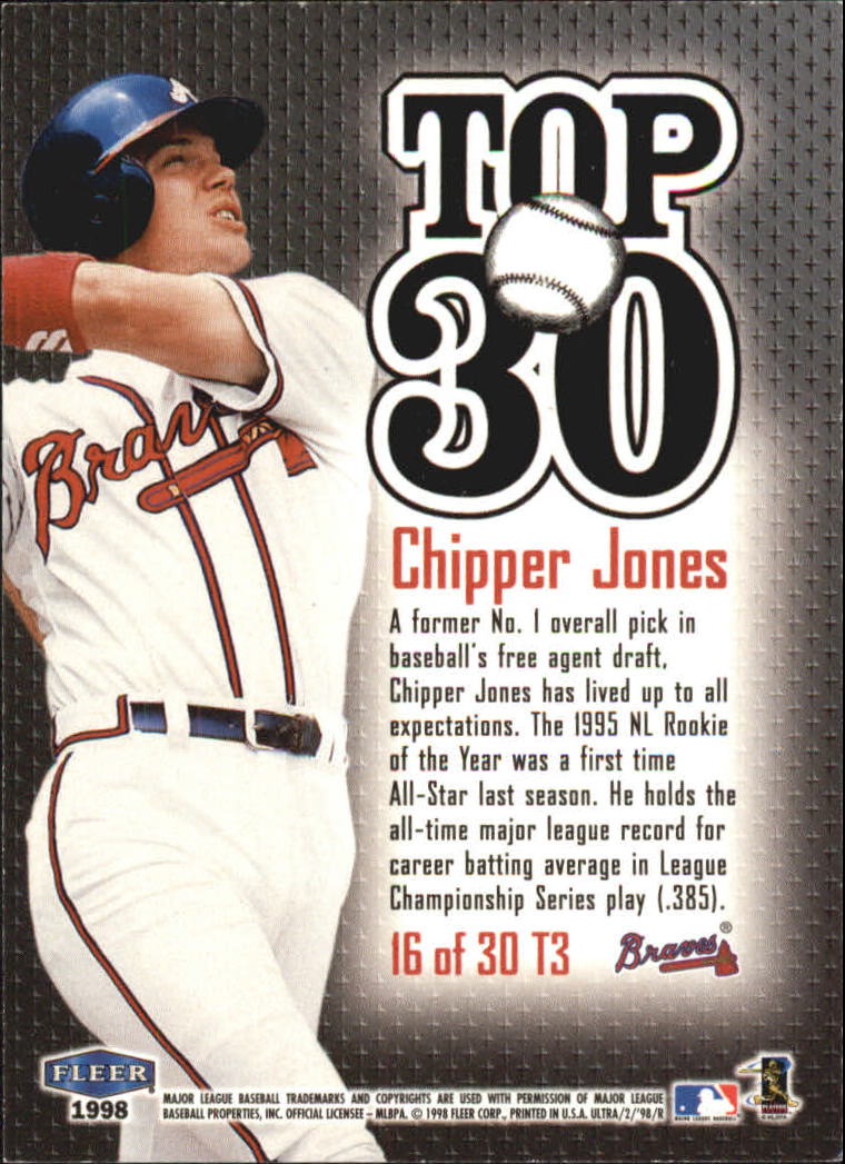 1998 Ultra Top 30 #16 Chipper Jones back image