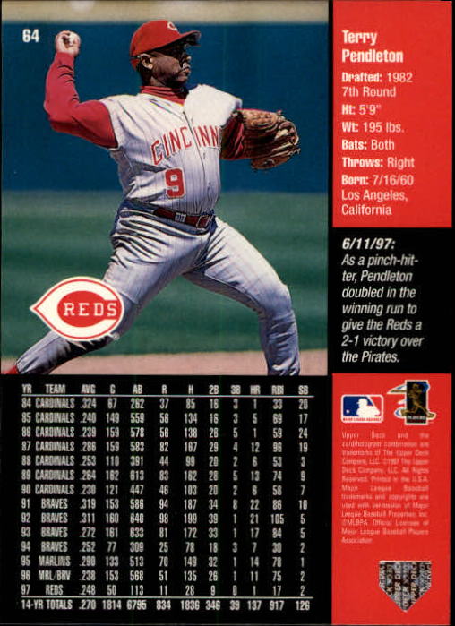 1998 Upper Deck #64 Terry Pendleton back image