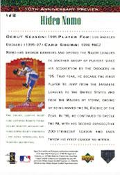 1998 Upper Deck 10th Anniversary Preview #4 Hideo Nomo back image