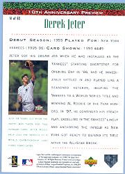 1998 Upper Deck 10th Anniversary Preview #41 Derek Jeter back image