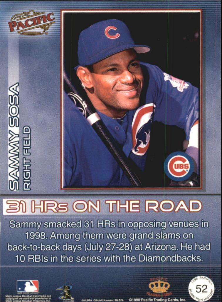 1998 Pacific Home Run History #20 Sammy Sosa - NM-MT