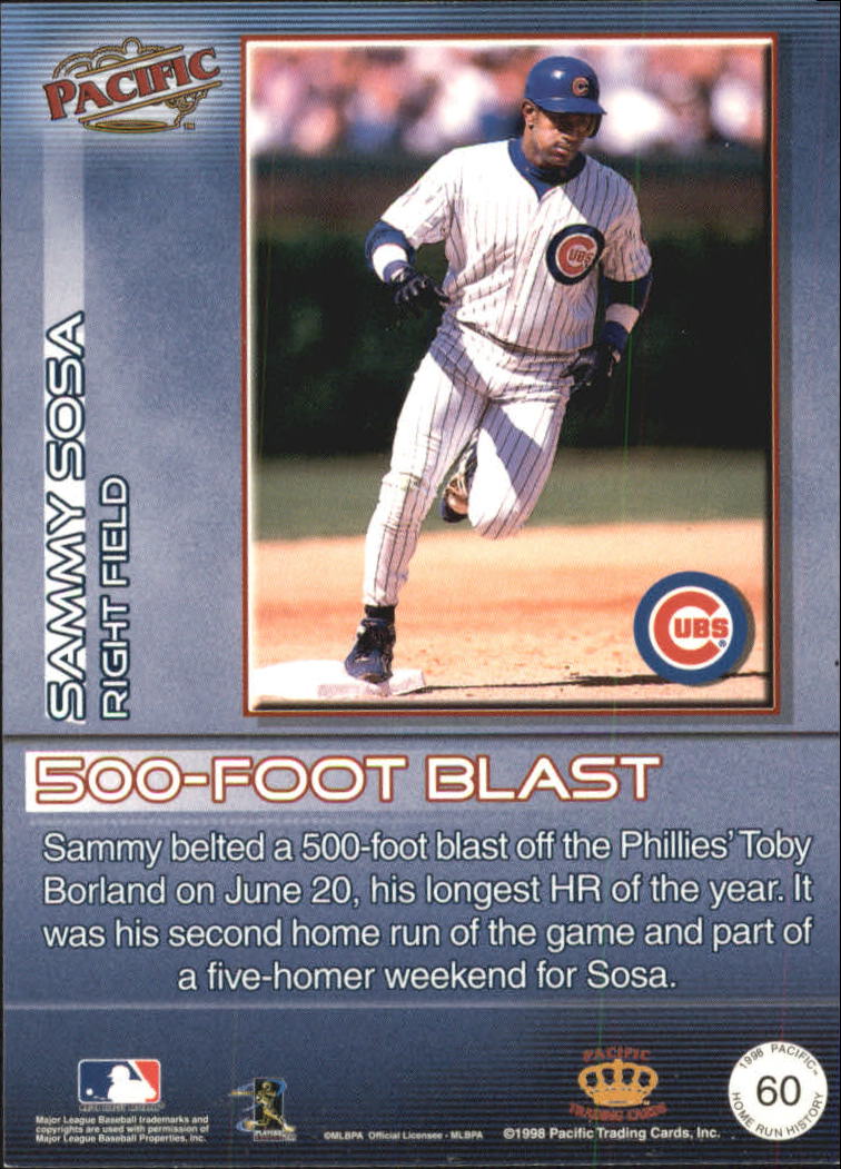 Sammy Sosa mashes his 60th home run of 1998 