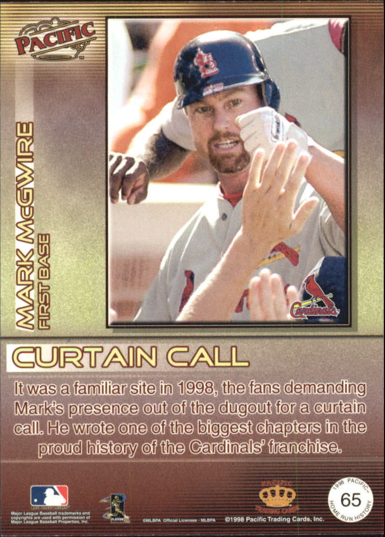 1998 Pacific Home Run History #65 Mark McGwire back image