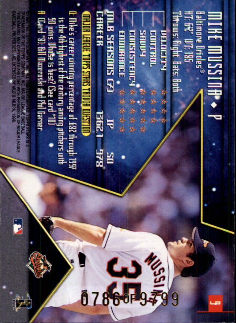 1998 Topps Stars #9 Mike Mussina back image