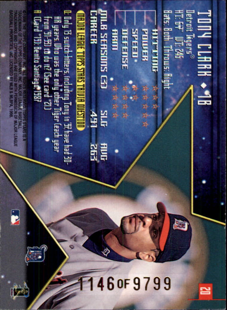 1998 Topps Stars #20 Tony Clark back image