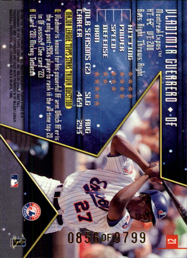 1998 Topps Stars #21 Vladimir Guerrero back image