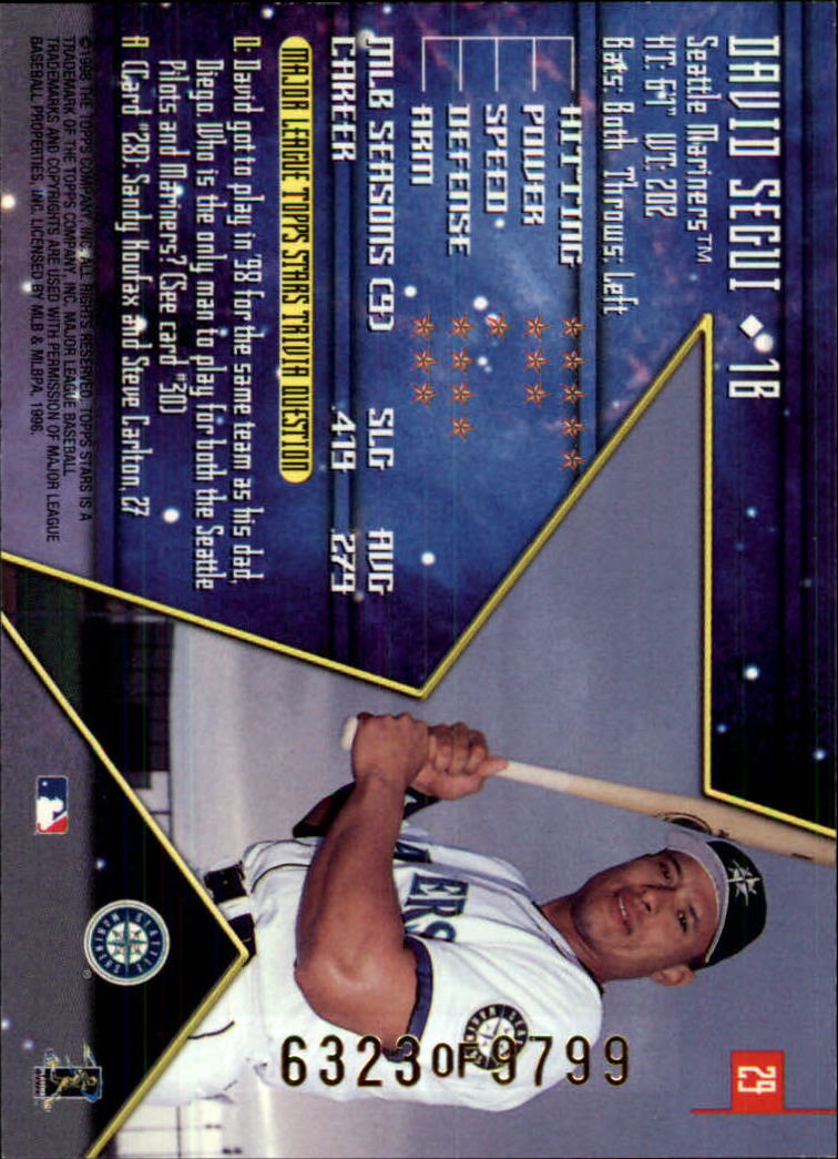 1998 Topps Stars #29 David Segui back image