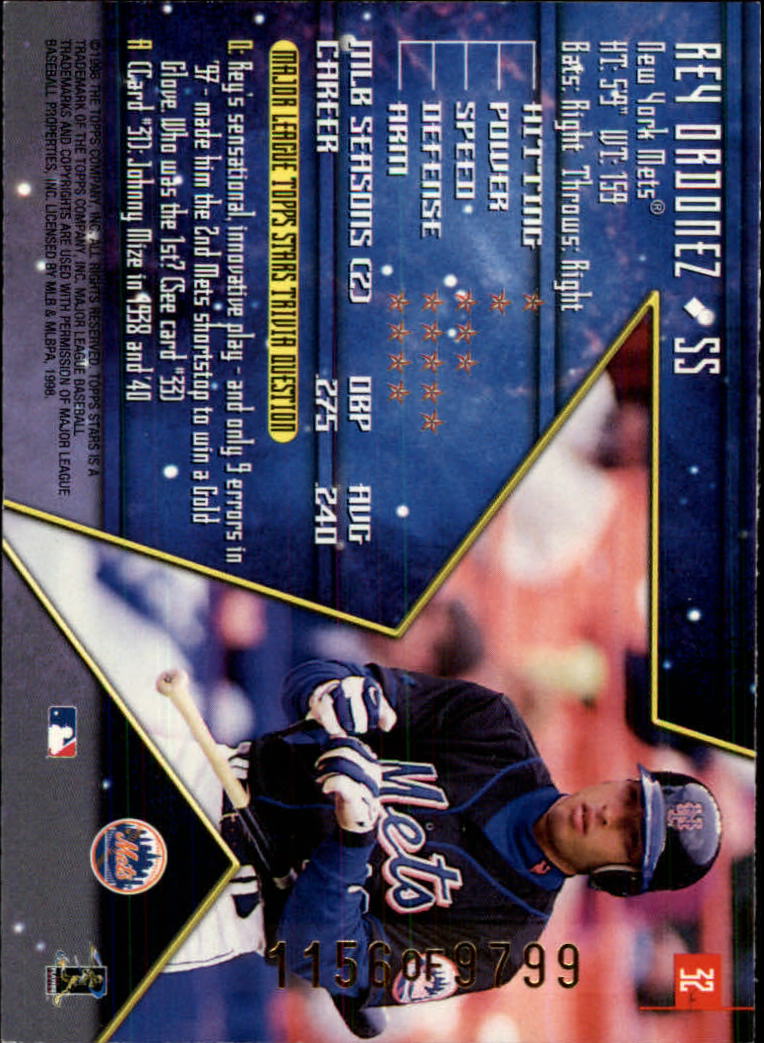 1998 Topps Stars #32 Rey Ordonez back image