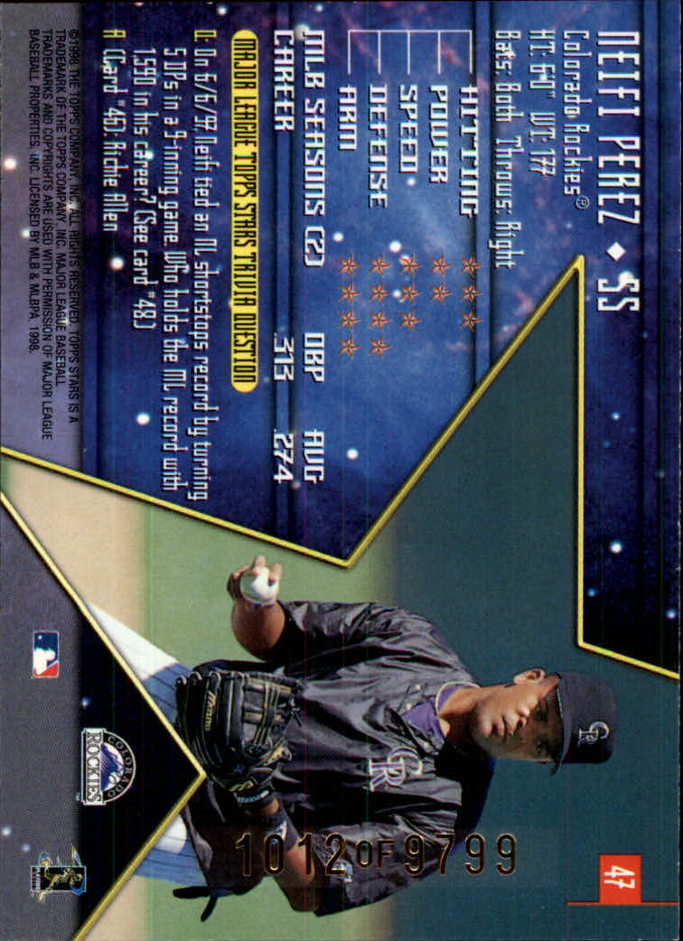 1998 Topps Stars #47 Neifi Perez back image
