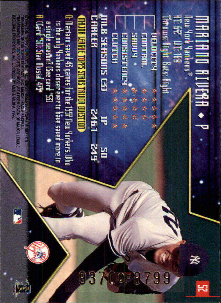 1998 Topps Stars #52 Mariano Rivera back image