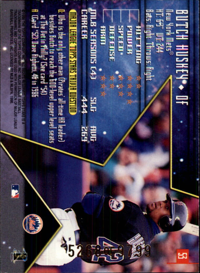 1998 Topps Stars #53 Butch Huskey back image