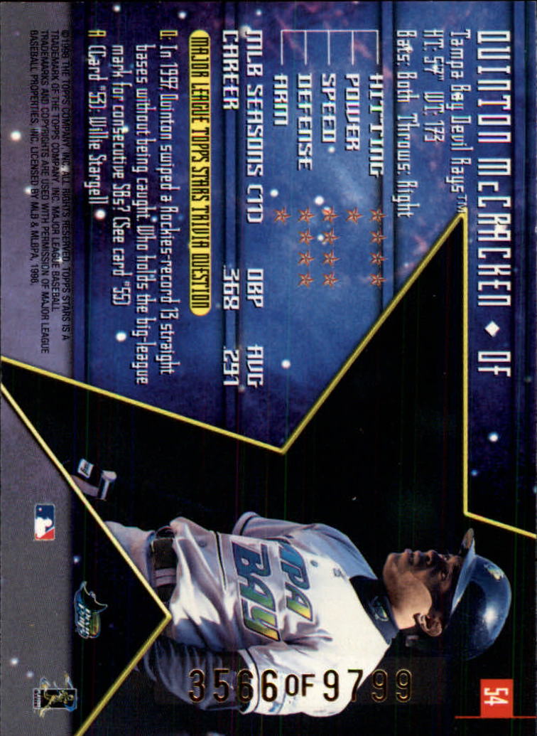 1998 Topps Stars #54 Quinton McCracken back image