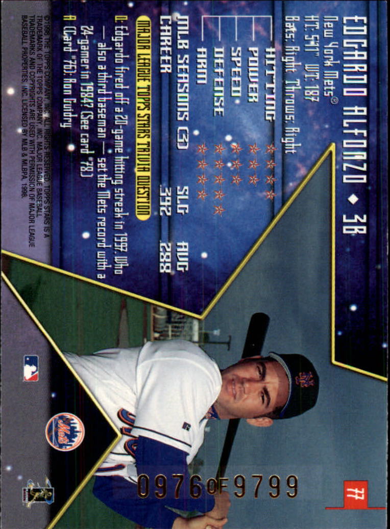 1998 Topps Stars #77 Edgardo Alfonzo back image