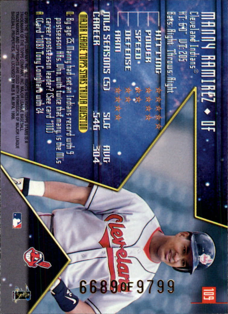 1998 Topps Stars #109 Manny Ramirez back image