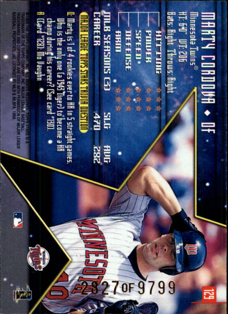 1998 Topps Stars #129 Marty Cordova back image