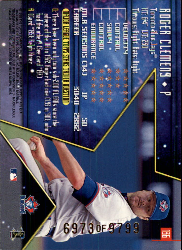 1998 Topps Stars #136 Roger Clemens back image