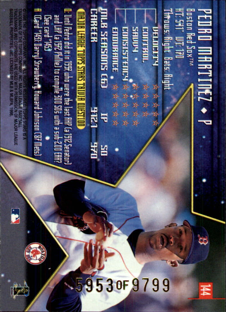 1998 Topps Stars #144 Pedro Martinez back image