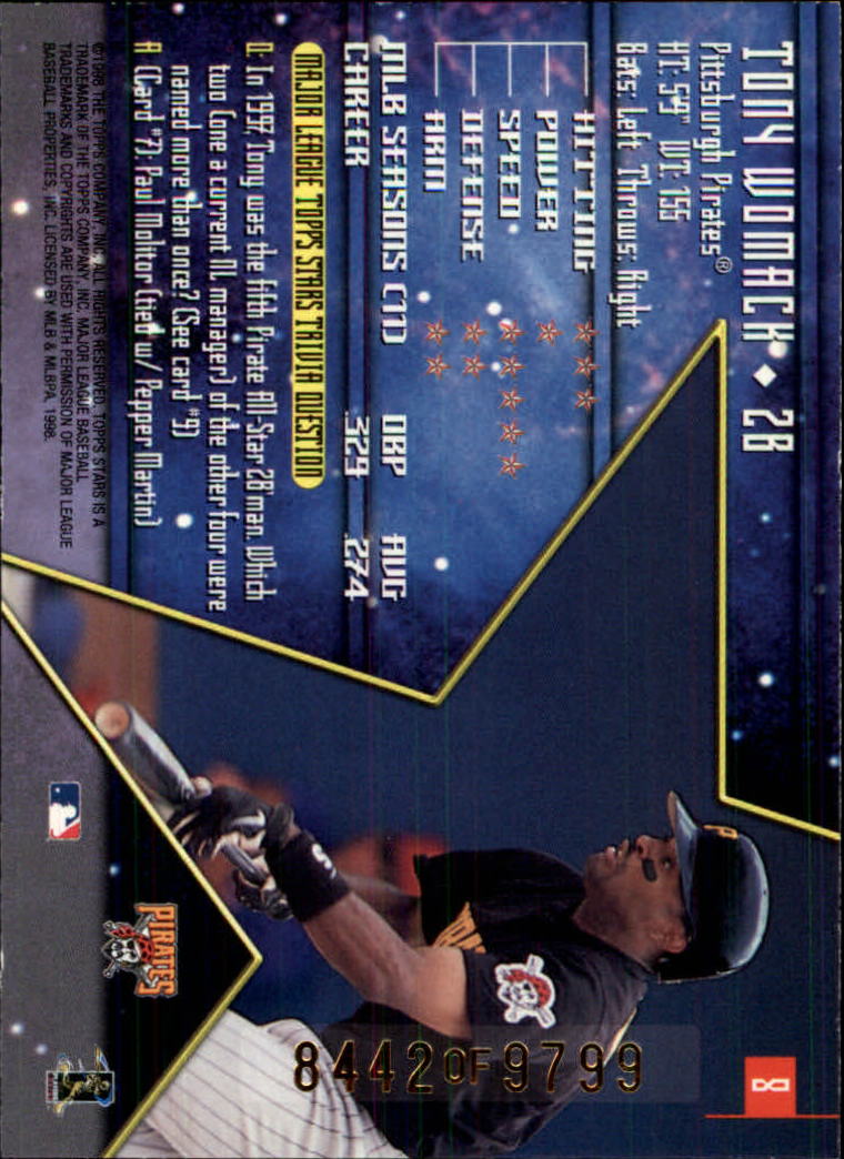 1998 Topps Stars Bronze #8 Tony Womack back image