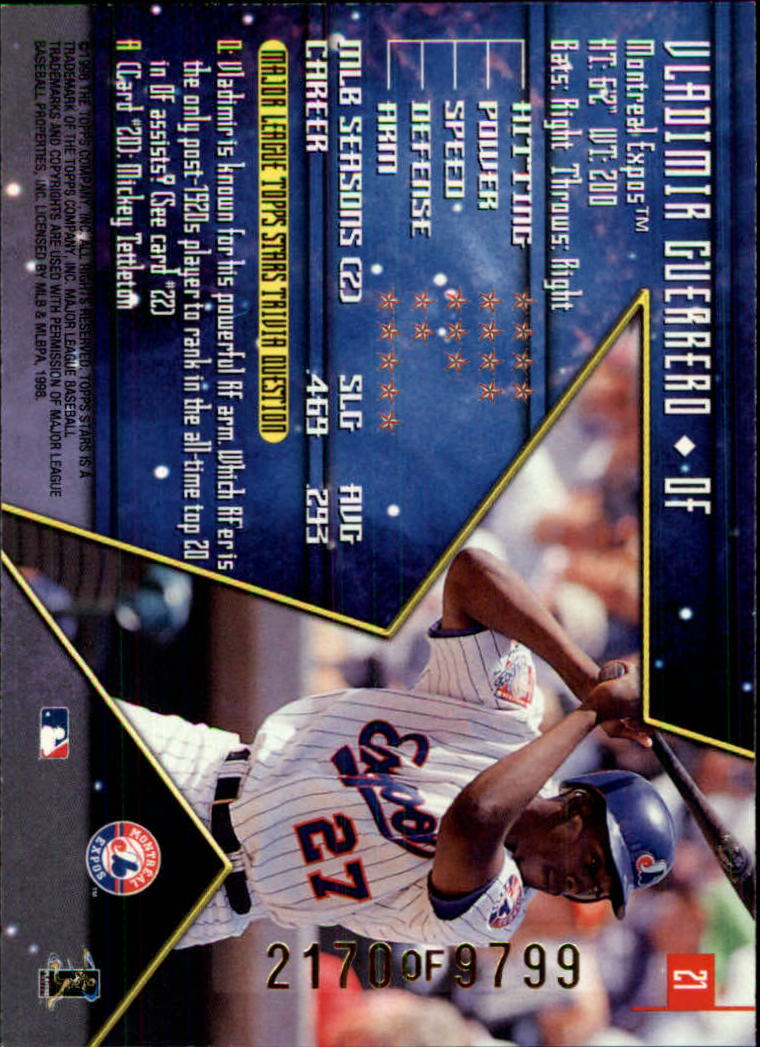 1998 Topps Stars Bronze #21 Vladimir Guerrero back image