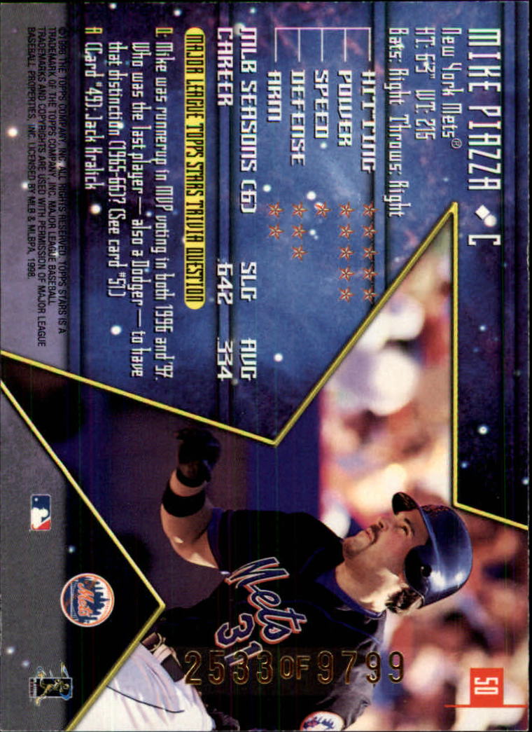 1998 Topps Stars Bronze #50 Mike Piazza back image