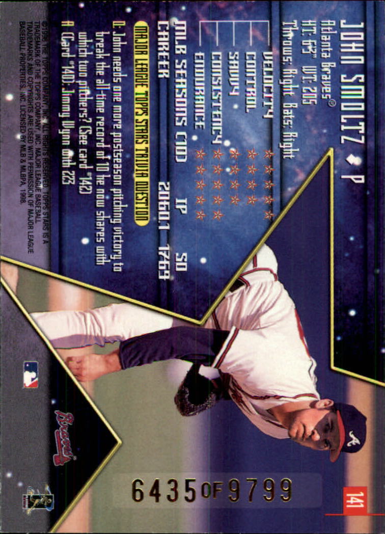 1998 Topps Stars Bronze #141 John Smoltz back image